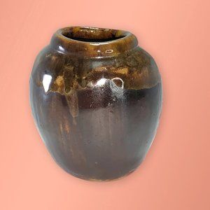 Louis Mideke  Art Pottery Brown Bud Vase 3.5" High Gloss MCM